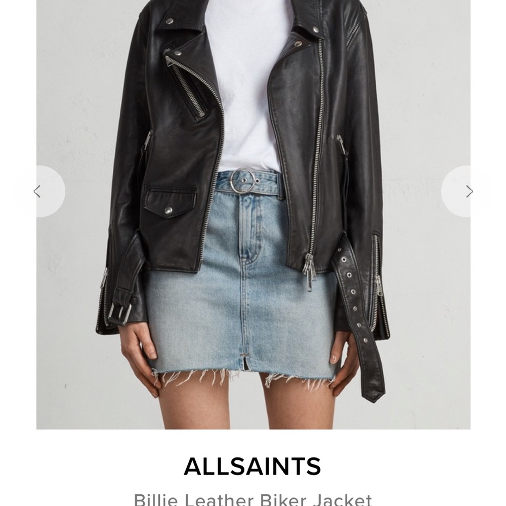 All Saints Black Leather Biker Jacket - Picture 5 of 9